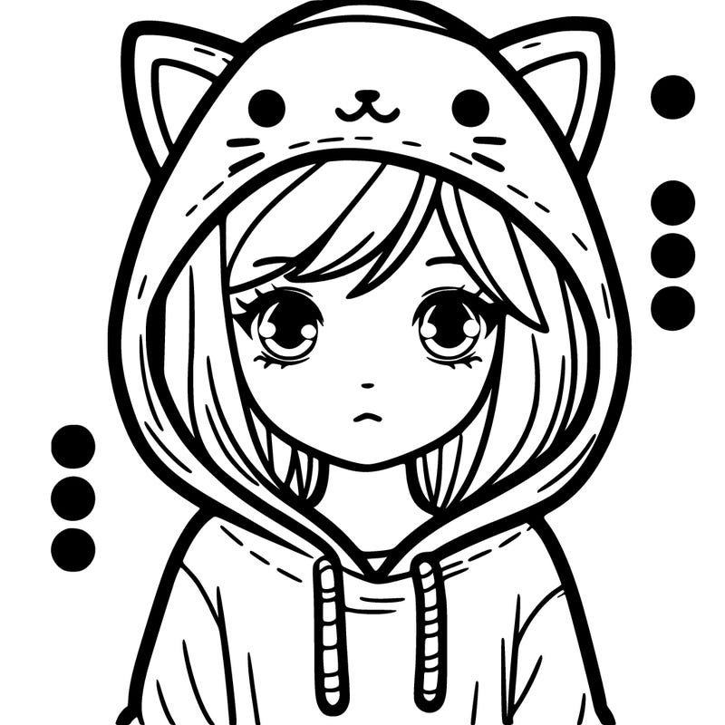 girl wearing a cat hoddie
