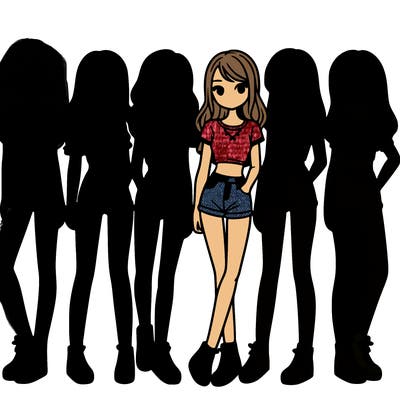 a group of girls wearing crop tops and shorts