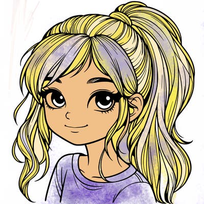 realistic girl with ponytail