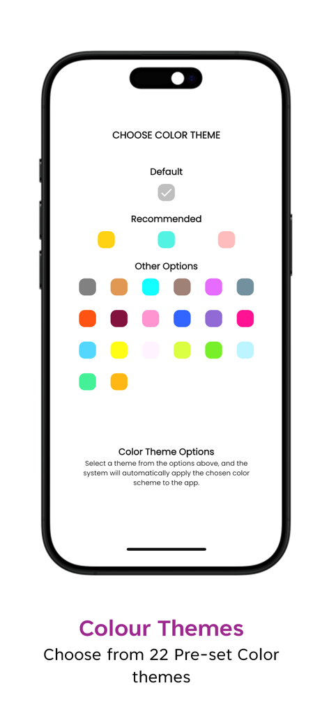 Dua & Azkar - Dua and Azkar app screen showing 22 customizable color theme options for the user interface