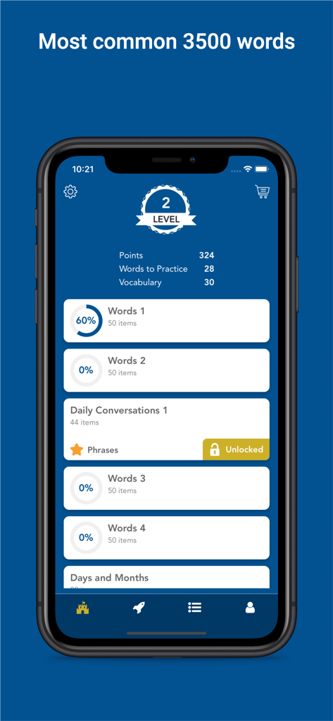 Tobo: Learn Swedish Vocabulary - Tobo Swedish app dashboard showing learning progress and word categories