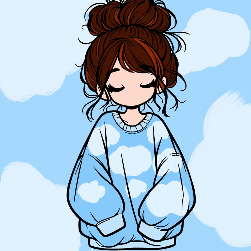 girl with baggy sweatshirt and messy bun