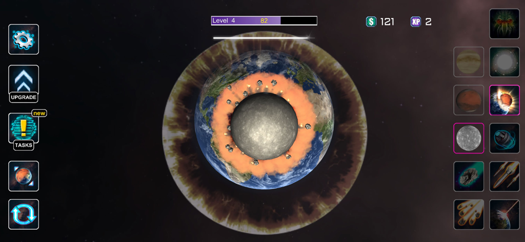 Planet Smash Destruction Games - Gameplay of Planet Smash Destruction Games showing a moon colliding with Earth in space