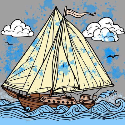 sailingboat in lineart