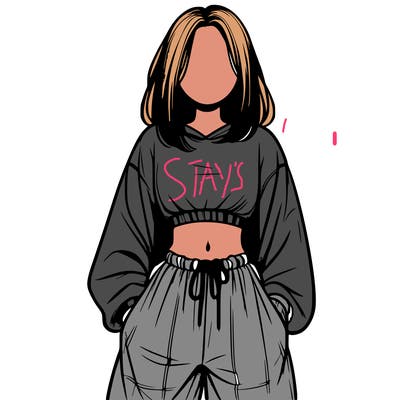 realistic girl faceless with baggy pants and a crop top