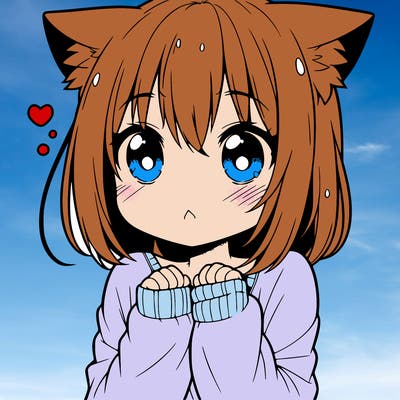 shy anime catgirl
