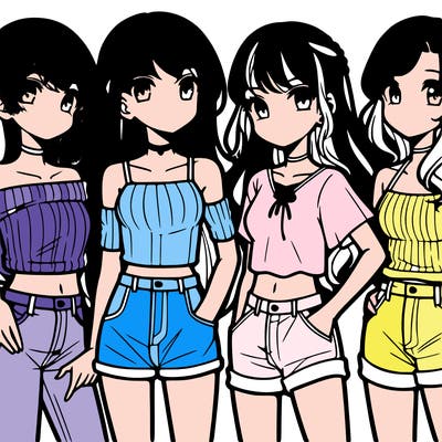 teen manga girls group of 4