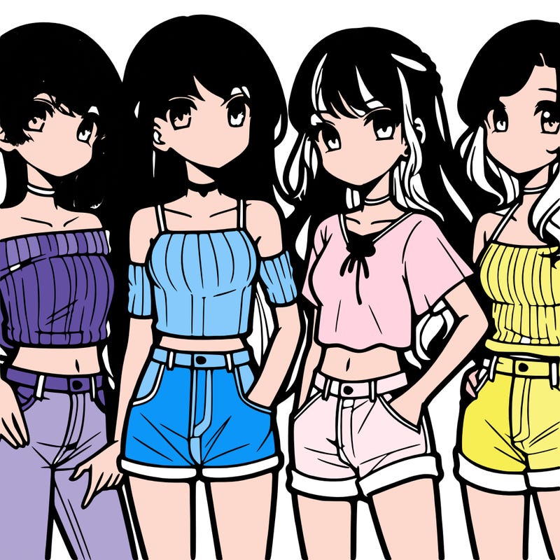 teen manga girls group of 4