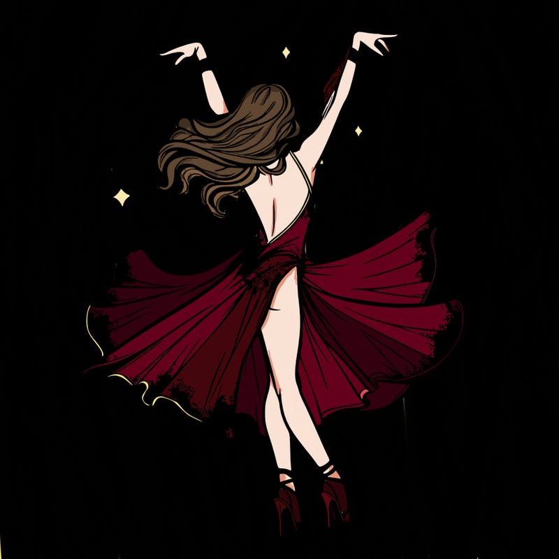 dancer dancing with a shimmery costume on realistic