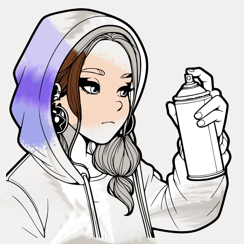 a realistic girl, spray painting