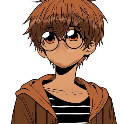 boy with white hair and circle sunglasses anime