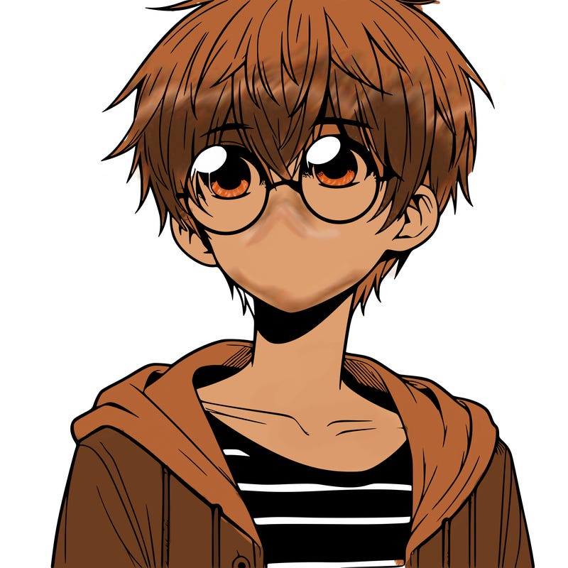 boy with white hair and circle sunglasses anime