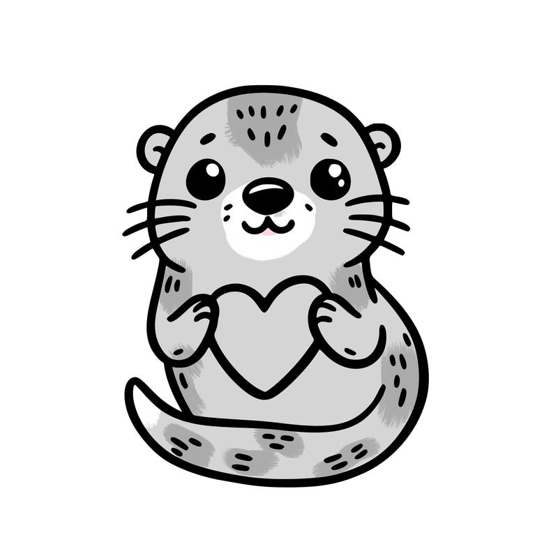 otter with a heart