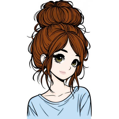 realistic girl with a messy bun