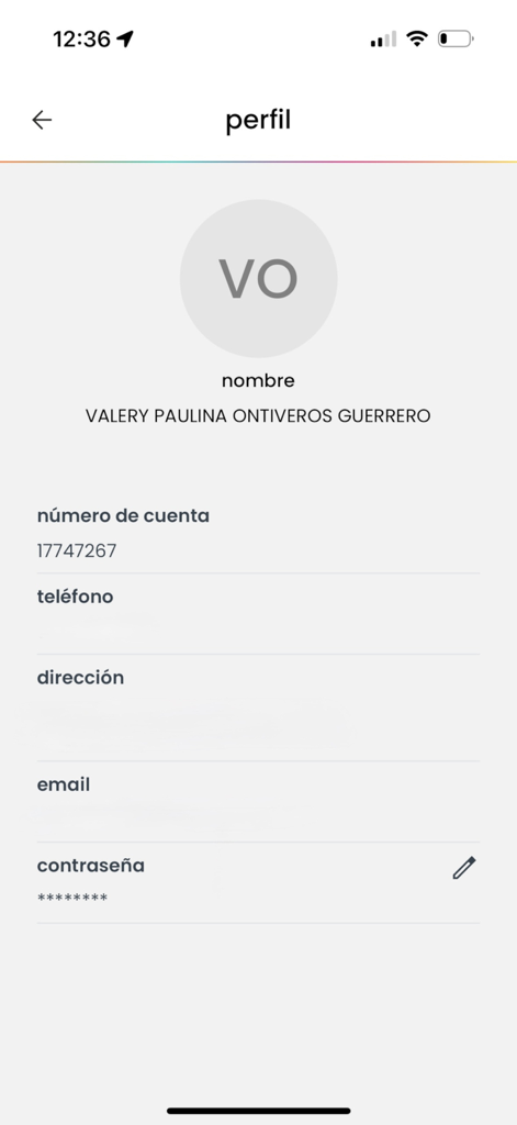 izzi - A screenshot of the profile section in the izzi app showing personal account details like name account number and contact information