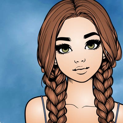 realistic girl with braids