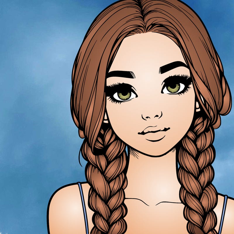 realistic girl with braids