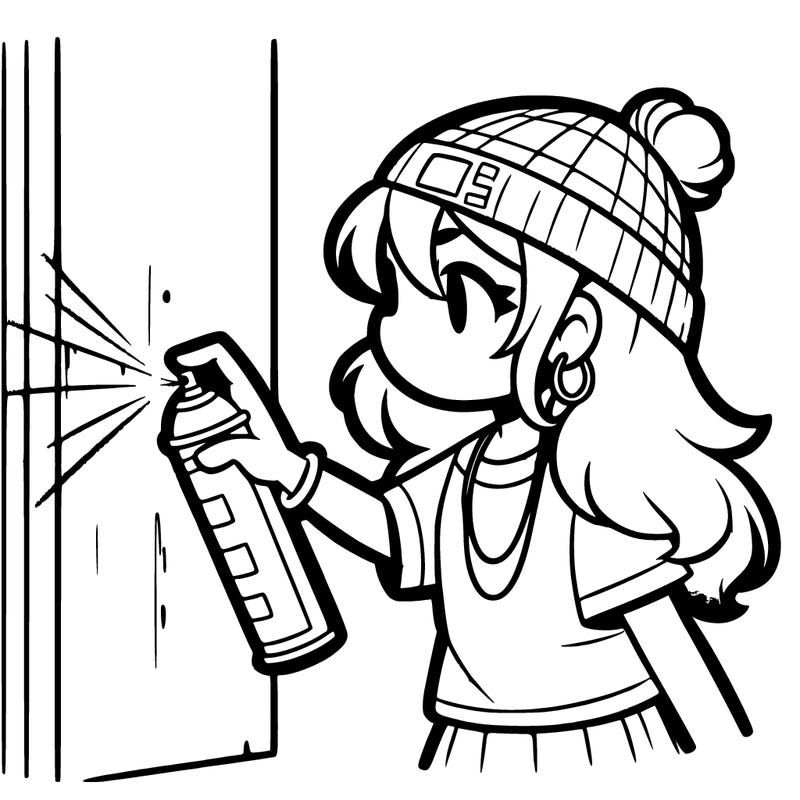 girl spray painting wall