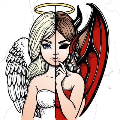 realistic angel half demon