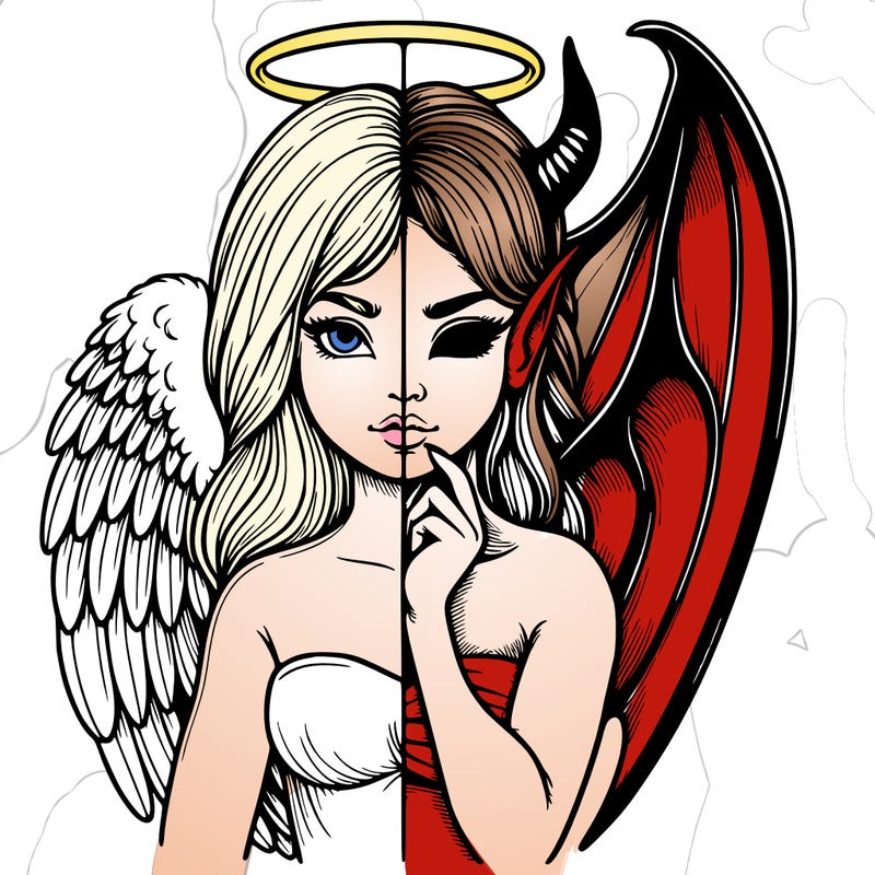 realistic angel half demon