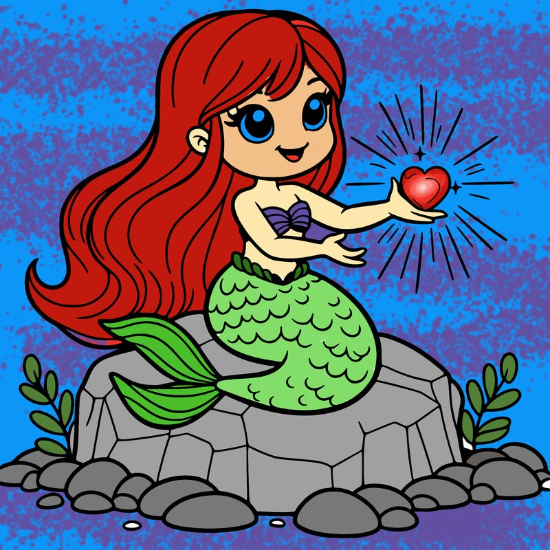 mermaid on a rock using a magical power