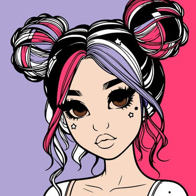 realistic girl with space buns