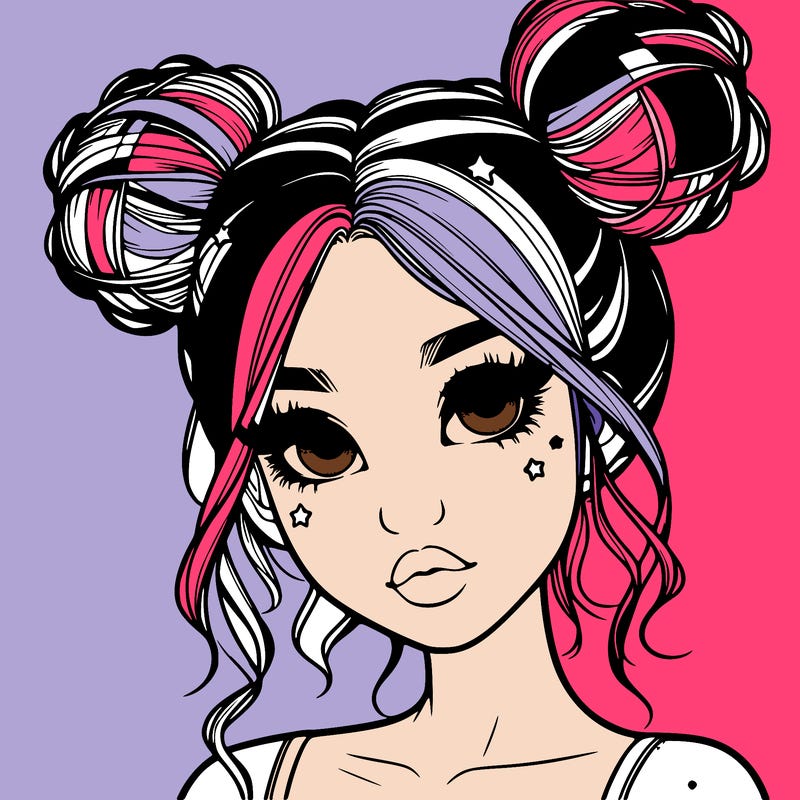 realistic girl with space buns