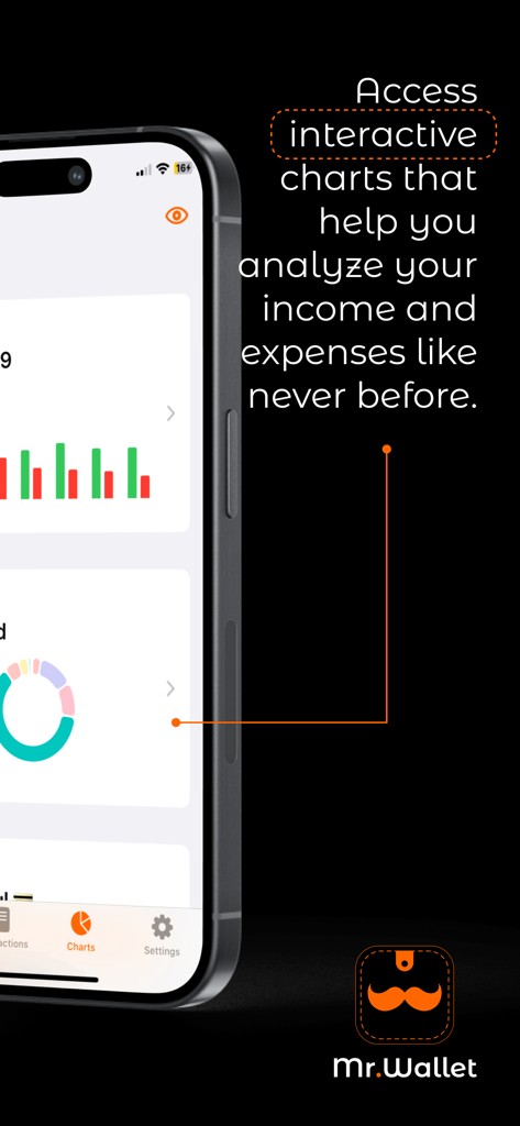MrWallet: Money Tracker - Gráficos interactivos de ingresos y gastos en la aplicación MrWallet