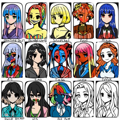 girls that look diffrent anime