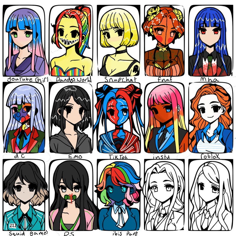 girls that look diffrent anime