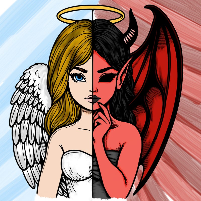 realistic angel half demon