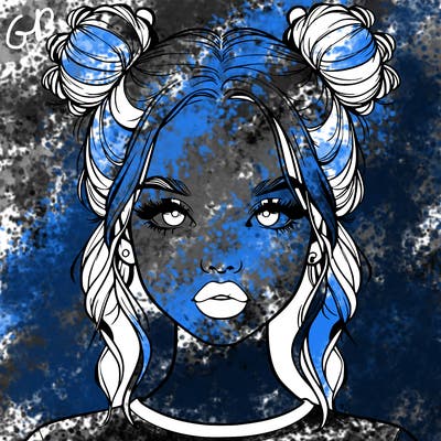 realistic girl with two buns in hair and lips