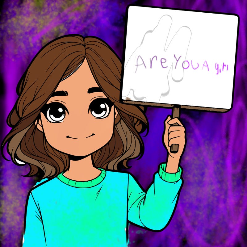 realistic girl holding up a sign