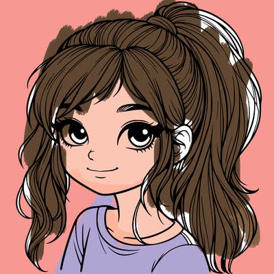 realistic girl with ponytail