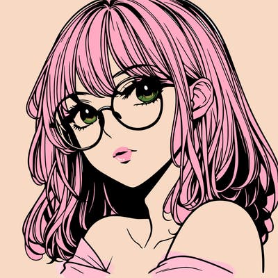 manga woman character with glasses and nice lips
