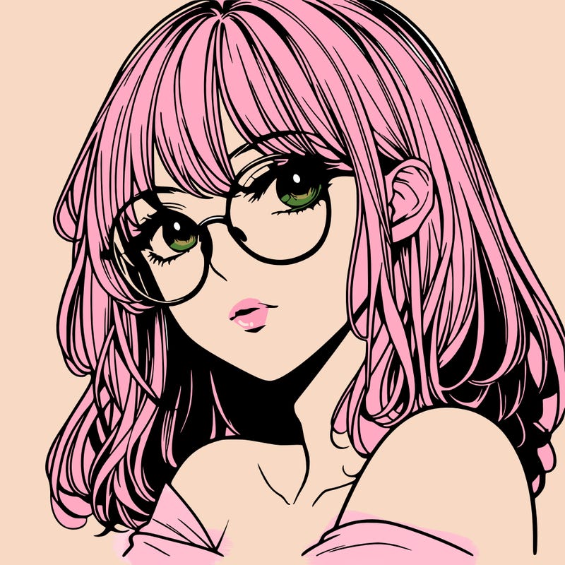 manga woman character with glasses and nice lips