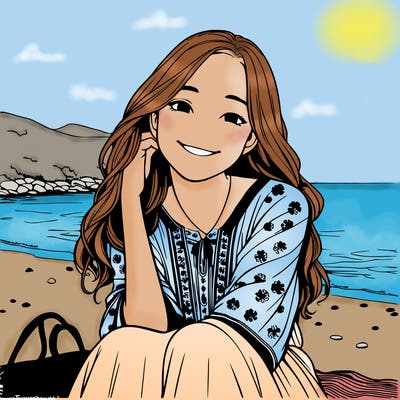 realistic girl at the beach