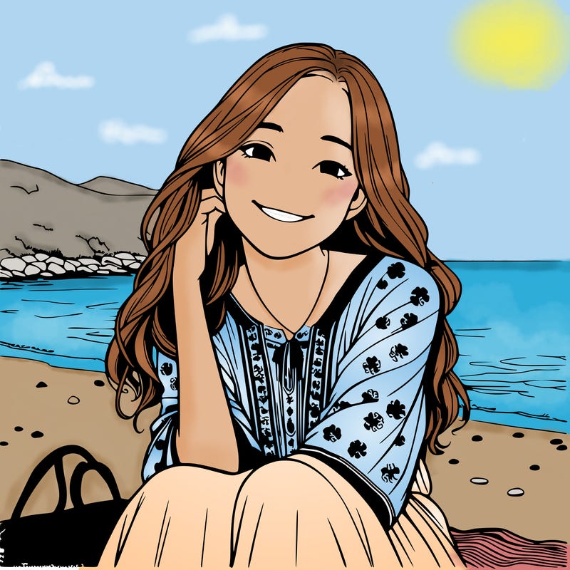 realistic girl at the beach