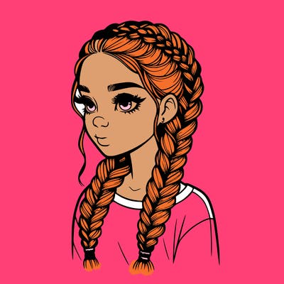 realistic girl with braids