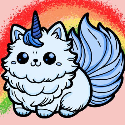 fluffy cat with unicorn horn