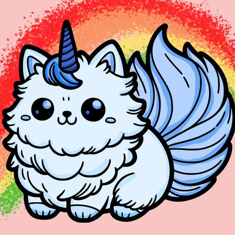 fluffy cat with unicorn horn