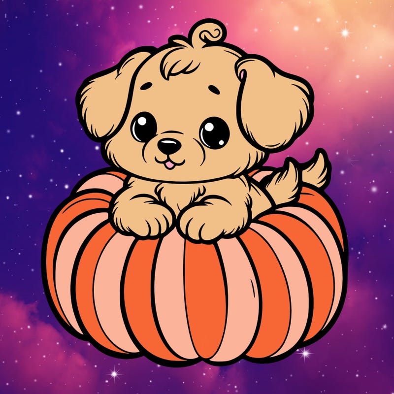 cute little puppy in a pumpkin