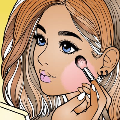 a realistic girl doing her makeup