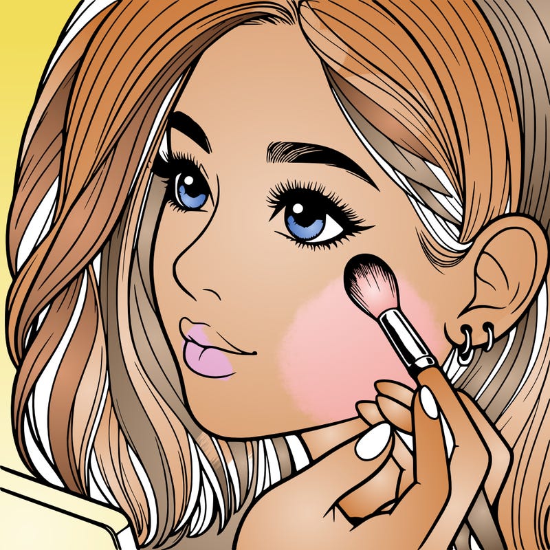 a realistic girl doing her makeup