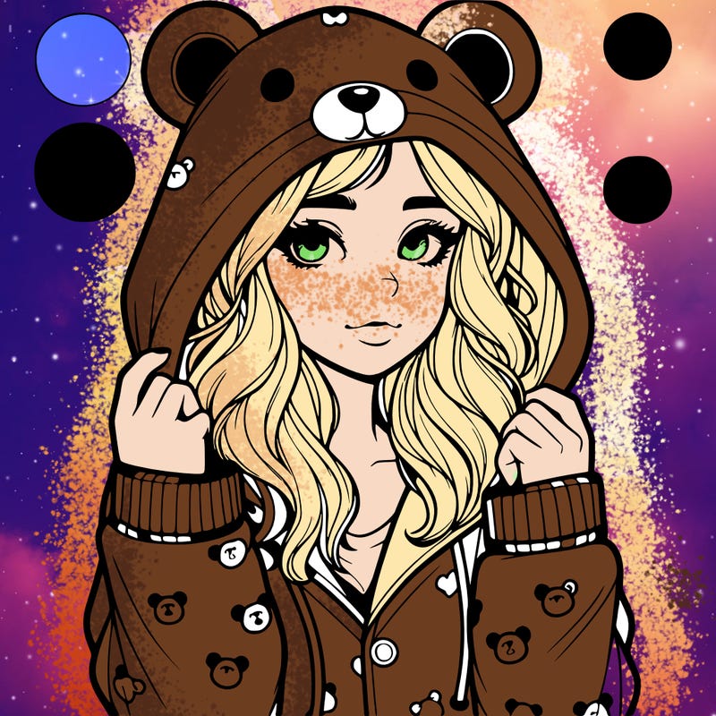 realistic girl in a animal pjs hoodie