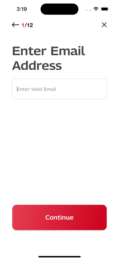 Email entry screen for the M-Safe safety compliance app