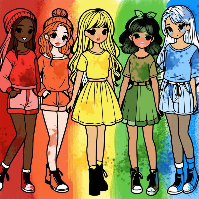 a group of five girls