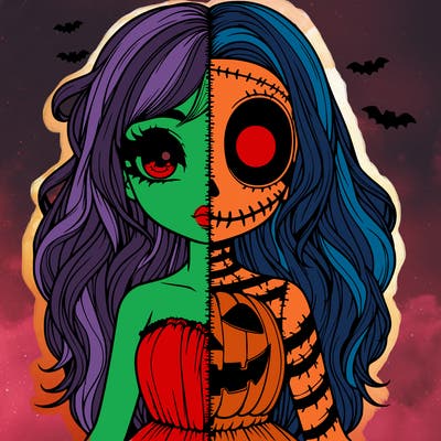 realistic girl halloween split