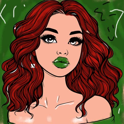realistic girl with wavy hair and lips