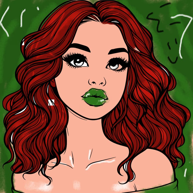 realistic girl with wavy hair and lips
